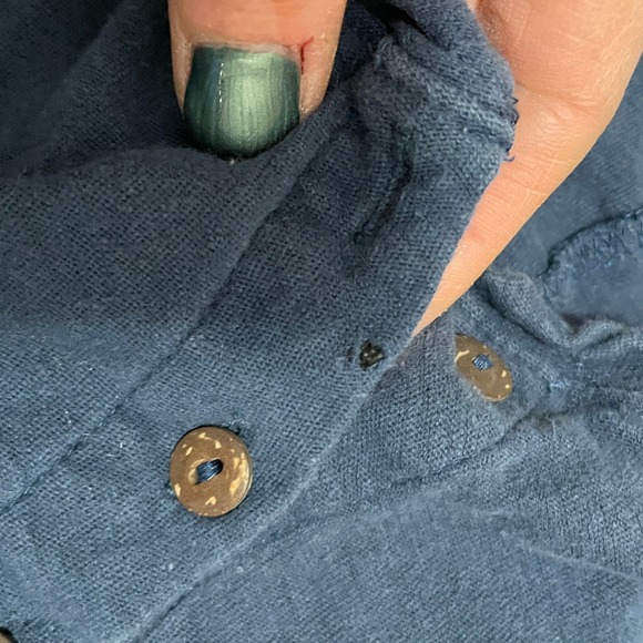 Natural Life Navy Blue Cotton Button Front Wide Leg Jumpsuit Romper Women's S/M - Picture 4 of 6